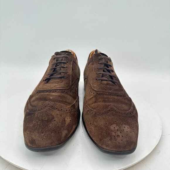 JM Weston Men Size 8.5D Brown Suede Brogue Wingtip Lace Up Oxford Dress Shoes - Picture 3 of 11